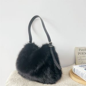 Luxury Faux Fur Hobo Shoulder Bag