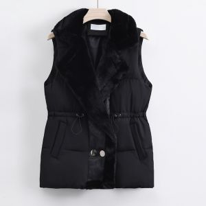 Faux Fur Trim Puffer Vest