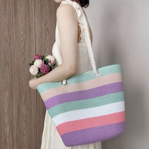 Pastel Striped Large Tote Bag Beach
