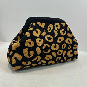 Leopard Knit Cloud Pouch Bag