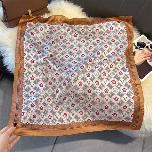 V Star Pattern Silk Feel Neck Square Scarf in Gold F784