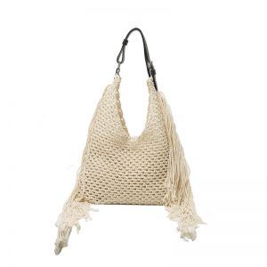 Woven Boho Shoulder Bag with Statement Fringe