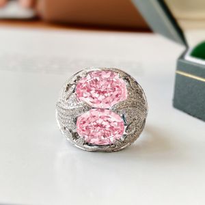 RIN021 Large crystal adjustable ring in Pink