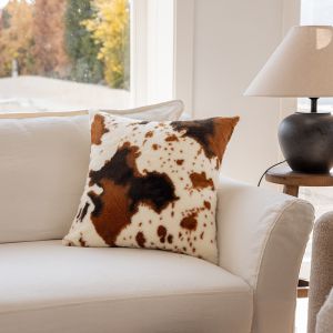 Soft Faux Fur Cow Print Pillow