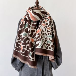 Brown Mixed Zebra & Cheetah Pattern Scarf