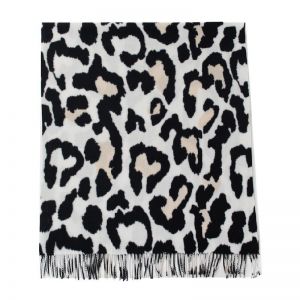 Leopard Print Scarf with Fringe