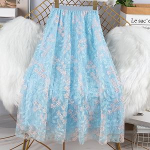 SK119 Floral print skirt in Baby Blue