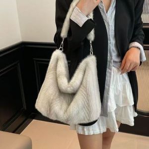 Faux Fur Soft Plush Slouch Shoulder Bag