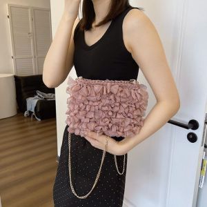 Dusty Pink Ruffle Organza Cloud Bag