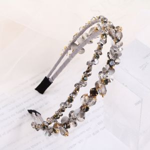 HACH704 Delicate crystal beads hairband in Silver