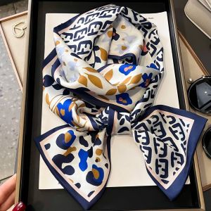 Elegant Monogram & Floral Satin Feel Neck Scarf