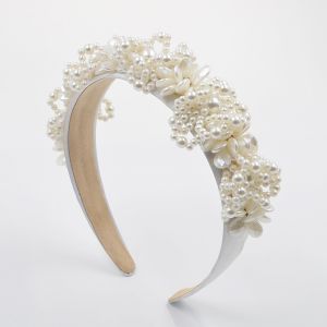 HA790 Pearls embellished headband in Ivory