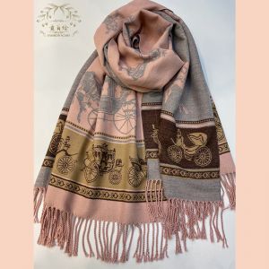 WS015 horse and carriage scarf in Pink