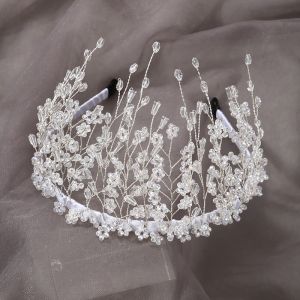 HA751 handcraft crystal beads headbands in White