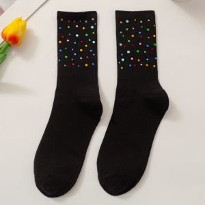 SD084 Crystals embellished socks in Black