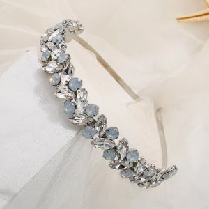 HA705 Crystals and leaves headband in Silver