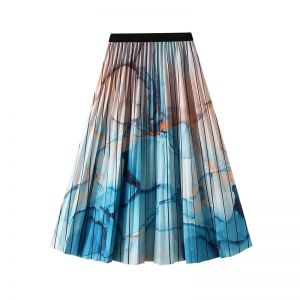 SDK161 Abstract pattern skirt in turquoise Blue