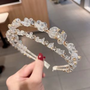 HACH704 delicate crystal beads hairband in Clear