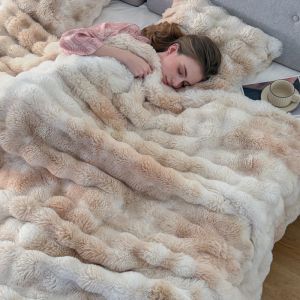 Cosy & Warm Faux Fur Sofa Blanket in Beige (130cm*160cm) BLK019