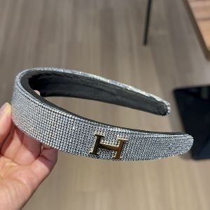 Glittering Rhinestone Headband with Gold Letter