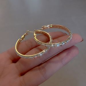 Hoop Earrings with Crystals Stones in Gold EUR564