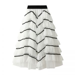 SK114 frilly layer of a skirt in White