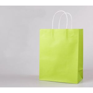 BAG001 Paper gift carrier bag in Lime Green pack of 10 pieces