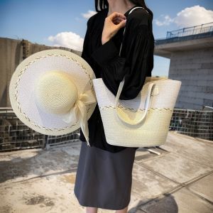 Boho Two-Tone Straw Sun Hat & Bag Set