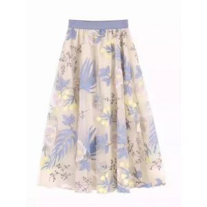 Delicate Bloom Embroidered Midi Skirt in Cream SK216