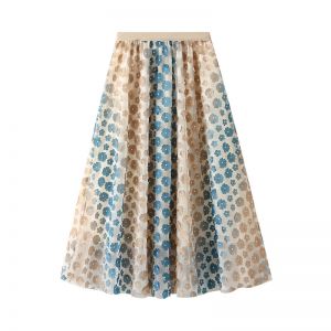 SK109 Small daisy embellished skirt in two tones Blue