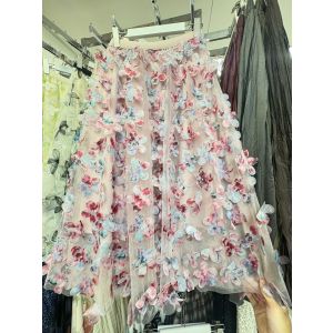 Whimsical 3D Flower Mesh Skirt
