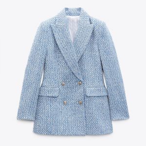 SK069 extra thickness tweed jacket in Baby Blue