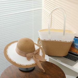 Boho Two-Tone Straw Sun Hat & Bag Set