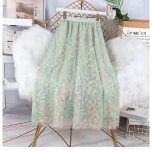SK119 Floral print skirt in Light Green