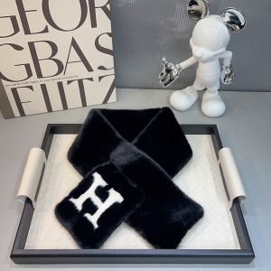 Faux Fur Snood with Letter H in Black SN001