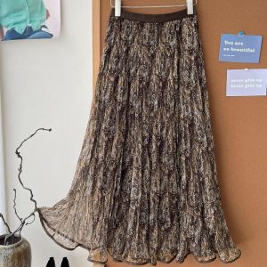 Paisley Pleated Maxi Flowy Skirt