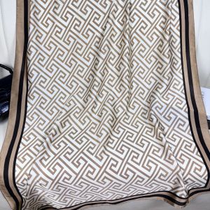 Versatile Geometric Print Satin Scarf in Beige TT344