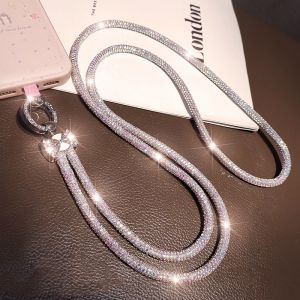 Silver Crystal Rhinestone Phone Chain Strap
