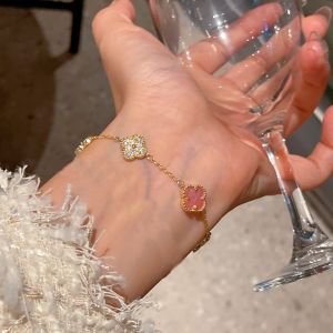 EUR393 enamel rose four petals bracelet in Gold