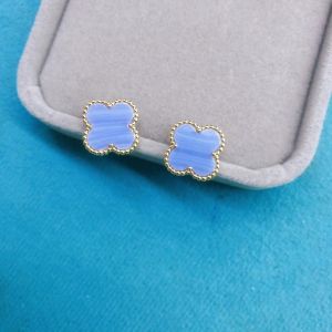 EUR319 Four petals stud earrings in pale Blue
