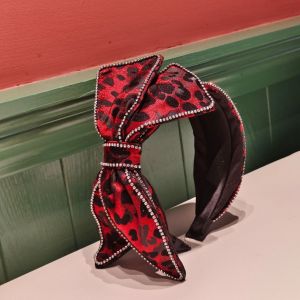 Crystals Trim Bow Leopard Headband