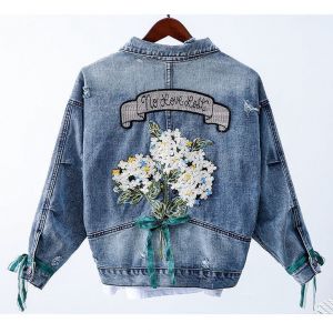 Embroidered Floral Bouquet Denim Jacket DNM07