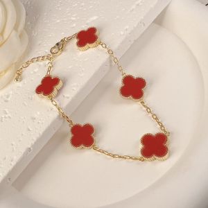 EUR160 Four petals flowers enamel bracelet in Red