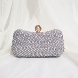 WL1052 Evening handbag with crystals in Silver