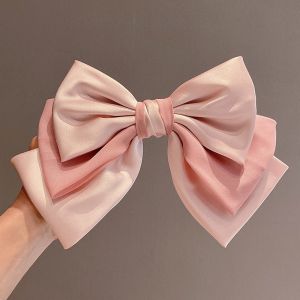 SS60 Triple satin bow hair clip in Pink