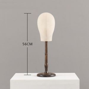 ST030 Display hats stand with wooden base in Cream