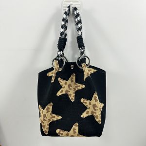 Leopard Star Canvas Tote Bag with Rope Handles