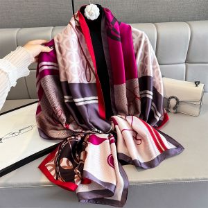 Magenta Wine Geometric Print Satin Feel Scarf