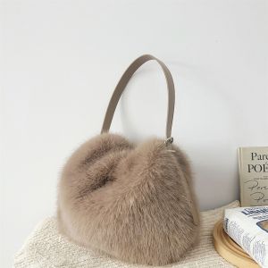Luxury Faux Fur Hobo Shoulder Bag
