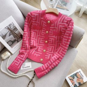 Geometric Print Cardigan with Gold Buttons